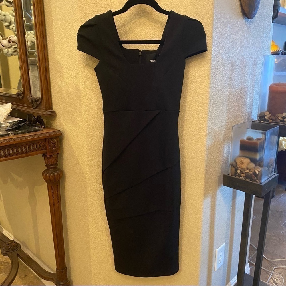 NWT~ASOS Black Fitted Party Dress Size 2